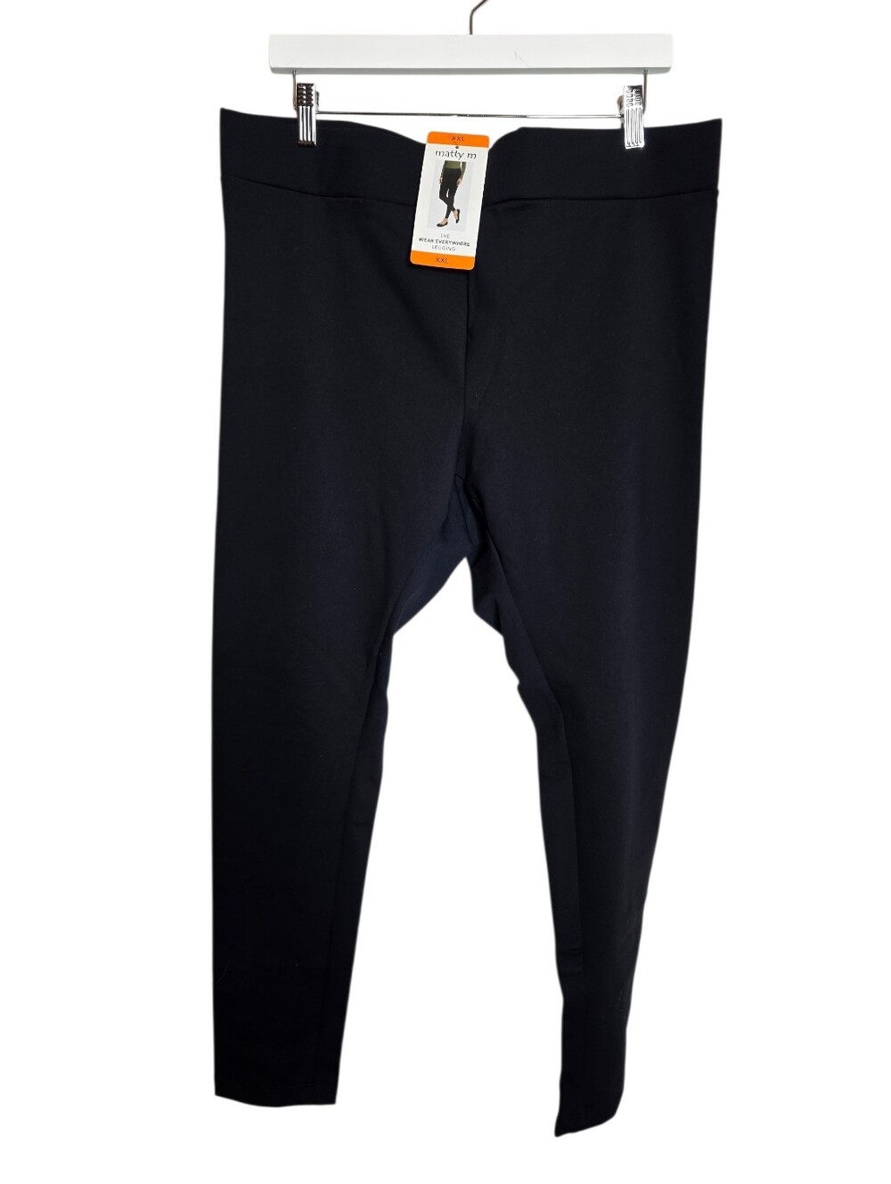Matty M Women's Stretch High Rise Pull-On Leggings, Black, Size XXL